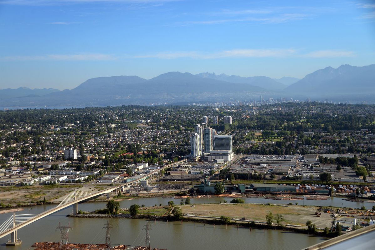 02 Vancouver Canada Line Bikeway With Downtown And Mountains Beyond From Airplane